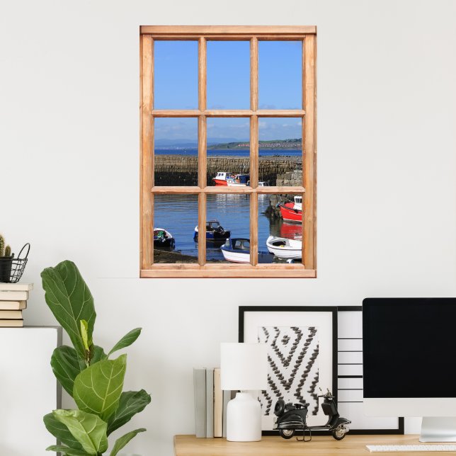 Fishing Boats - Faux Window Effect Poster (Home Office)