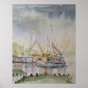 Fishing Boats In Rye Harbour East Sussex England Poster