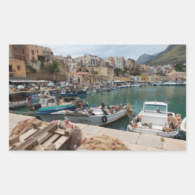 Fishing boats in the Castellammare del Golfo port Sticker (Front)