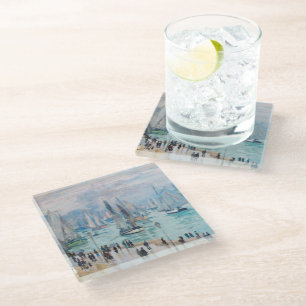 Fishing Boats Leaving the Harbour Claude Monet Glass Coaster