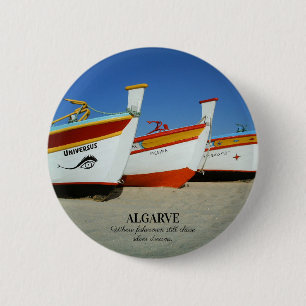 Fishing Boats on Algarve's Beach Photo 2 Inch Round Button