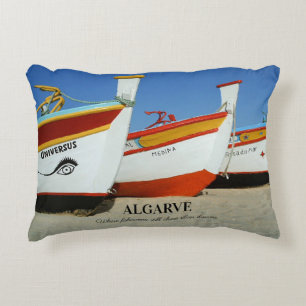 Fishing Boats on Algarve's Beach Photo Accent Pillow