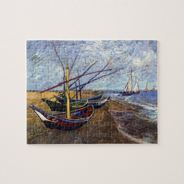 Fishing Boats on Beach Art Painting Jigsaw Puzzle (Horizontal)