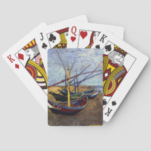Fishing Boats on Beach Playing Cards