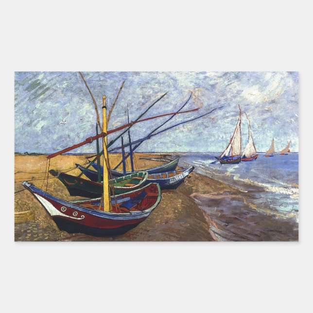 Fishing Boats on Beach Sticker (Front)