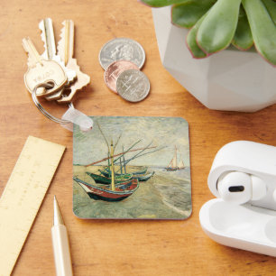 Fishing Boats on the Beach by Vincent van Gogh Keychain