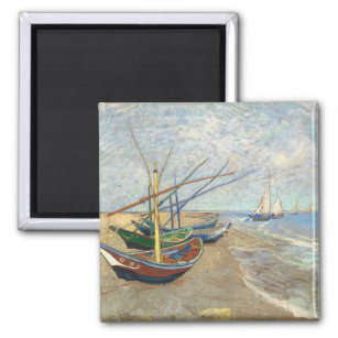 Fishing Boats on the Beach by Vincent Van Gogh  Magnet