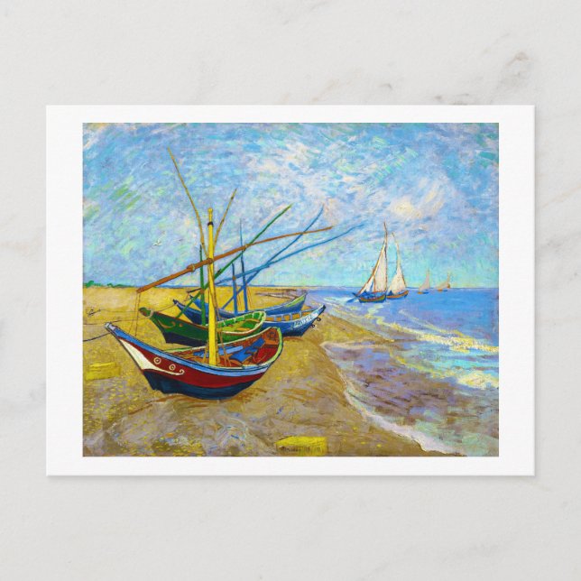 Fishing Boats on the Beach by Vincent Van Gogh Postcard (Front)