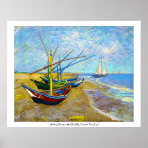 Fishing Boats on the Beach by Vincent Van Gogh Poster