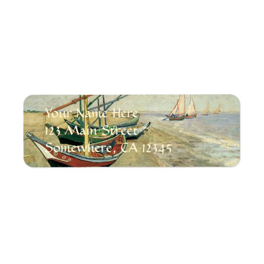 Fishing Boats on the Beach by Vincent van Gogh Return Address Label