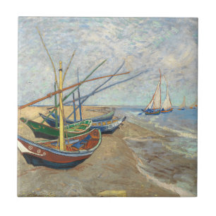 Fishing Boats on the Beach by Vincent Van Gogh  Tile