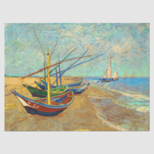 Fishing Boats on the Beach by Vincent van Gogh Tissue Paper