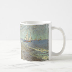 Fishing boats on the beach coffee mug