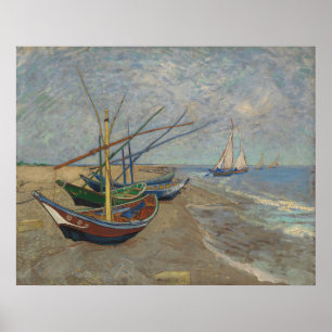 Fishing boats on the beach of Les Saintes-Maries Poster