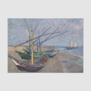 Fishing Boats on the Beach Van Gogh Decoupage  Tissue Paper