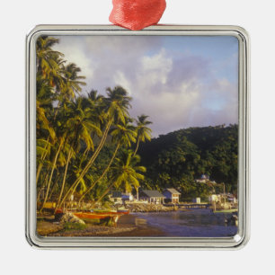 Fishing boats, Soufriere, St Lucia, Caribbean Metal Ornament