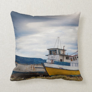 Fishing boats throw pillow