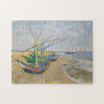 Fishing Boats | Vincent Van Gogh Jigsaw Puzzle<br><div class="desc">Fishing Boats on the Beach at Saintes-Maries (1888) by Dutch post-impressionist artist Vincent Van Gogh. Original artwork is an oil on canvas seascape painting depicting several fishing boats on the ocean shore.

Use the design tools to add custom text or personalize the image.</div>