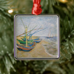 Fishing Boats | Vincent Van Gogh Metal Ornament<br><div class="desc">Fishing Boats on the Beach at Saintes-Maries (1888) by Dutch post-impressionist artist Vincent Van Gogh. Original artwork is an oil on canvas seascape painting depicting several fishing boats on the ocean shore.

Use the design tools to add custom text or personalize the image.</div>