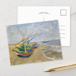 Fishing Boats | Vincent van Gogh Postcard<br><div class="desc">Fishing Boats on the Beach at Saintes-Maries (1888) by Dutch post-impressionist artist Vincent Van Gogh. Original artwork is an oil on canvas seascape painting depicting several fishing boats on the ocean shore.

Use the design tools to add custom text or personalize the image.</div>