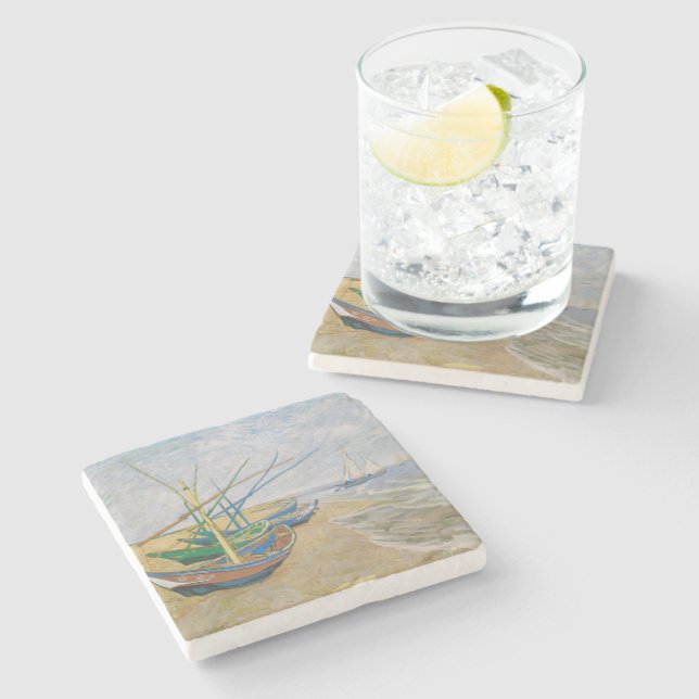 Fishing Boats | Vincent van Gogh Stone Coaster (Side)