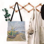Fishing Boats | Vincent van Gogh Tote Bag<br><div class="desc">Fishing Boats on the Beach at Saintes-Maries (1888) by Dutch post-impressionist artist Vincent Van Gogh. Original artwork is an oil on canvas seascape painting depicting several fishing boats on the ocean shore.

Use the design tools to add custom text or personalize the image.</div>