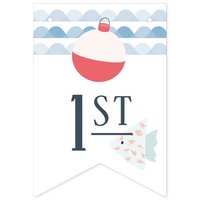 Fishing Boy Float Buoy Happy 1st Birthday  Bunting Flags (Seventh Flag)