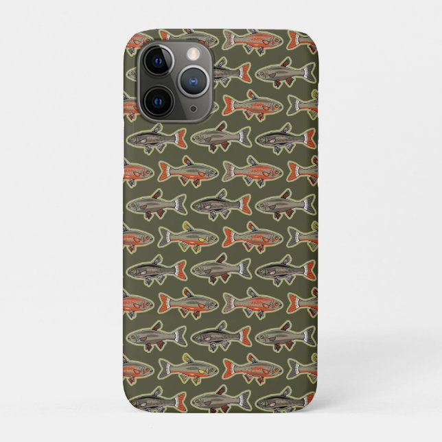 Fishing Brook Trout Orange, Grey, Green - NH Fish Case-Mate iPhone Case (Back)