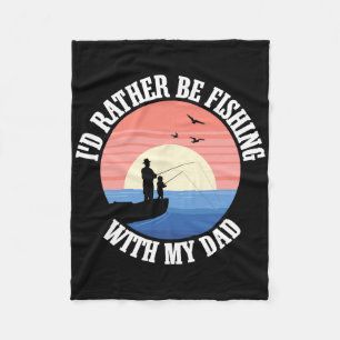 Fishing Buddies Dad Father Daughter Fisherman Daug Fleece Blanket