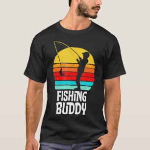 Fishing Buddy Cute Retro Kid Fishing Funny 80s Sty T-Shirt
