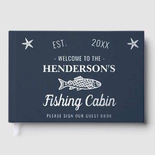 Fishing Cabin Personalized Welcome Silver Fish Guest Book