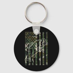 Fishing Camo Us Flag Fish B Patriot Fisherman Dad  Keychain