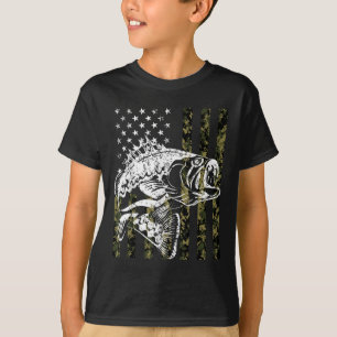 Fishing, Camouflage American Flag Fish, B Fish Fis T-Shirt