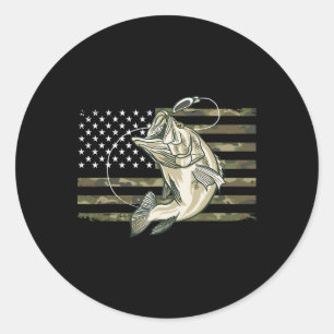 Fishing Camouflage Us American Flag B Fish Fisherm Classic Round Sticker