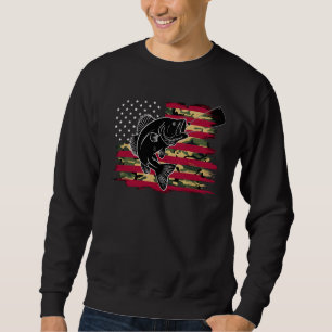 Fishing Camouflage US American Flag Bass Fish Fish Sweatshirt