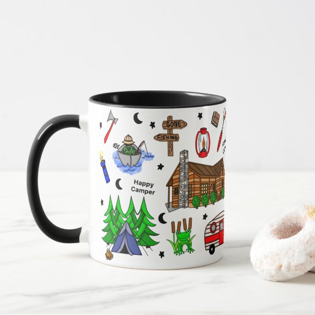 Fishing, Camping, Midwest Themed  Mug (With Donut)