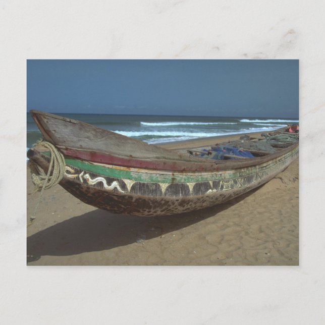 Fishing canoe on Keta Beach, Ghana Postcard (Front)