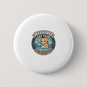 Fishing Cat Cute Cat T-Shirt Design - Fishing Cat 2 Inch Round Button