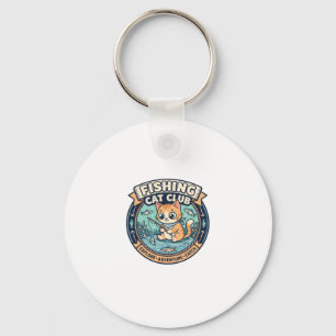 Fishing Cat Cute Cat T-Shirt Design - Fishing Cat Keychain