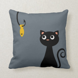 Fishing Cat Throw Pillow