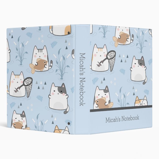 Fishing Cats Avery Signature Binder, 1" 3 Ring Bin Binder (Background)