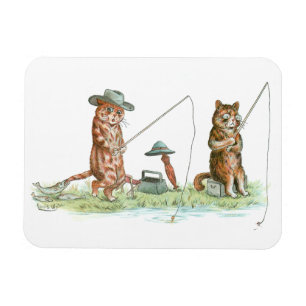 Fishing Cats by Louis Wain Magnet