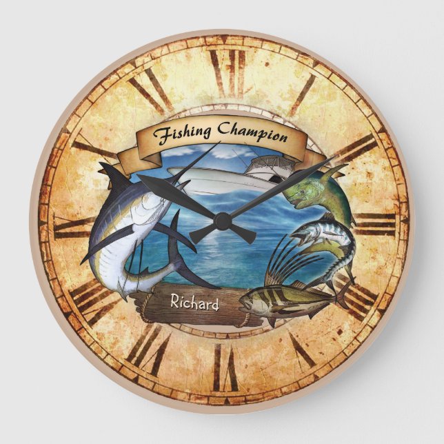 Fishing Champion (customizable) Clock (Front)