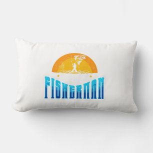 Fishing Champion Illustration for Anglers and Fish Lumbar Pillow