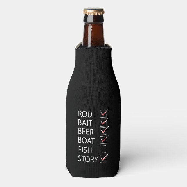 Fishing Check Off List Bottle Cooler (Bottle Front)