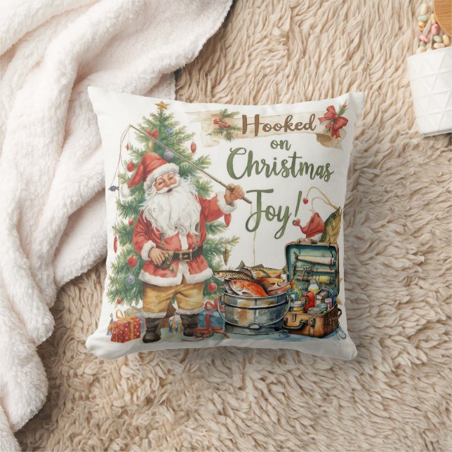 Fishing Christmas for  fishing lovers  Throw Pillow (Blanket)