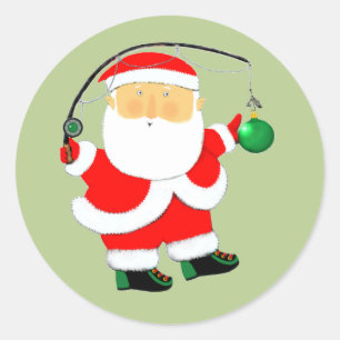 Fishing Christmas Holiday Classic Round Sticker