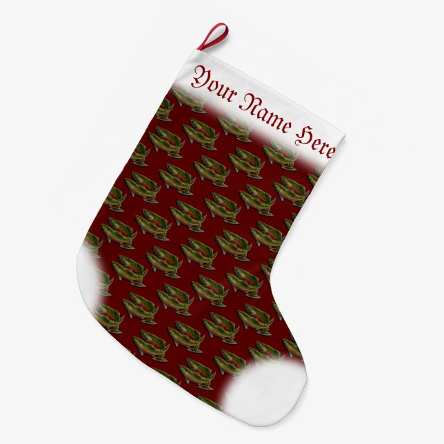 Fishing Christmas Stocking Custom Salmon Stocking (Front (Hanging))