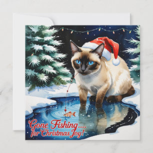 Fishing Christmas themed for Cat Lovers Holiday Card