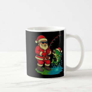 Fishing Christmas Vintage Merry Fishmas Funny Sant Coffee Mug